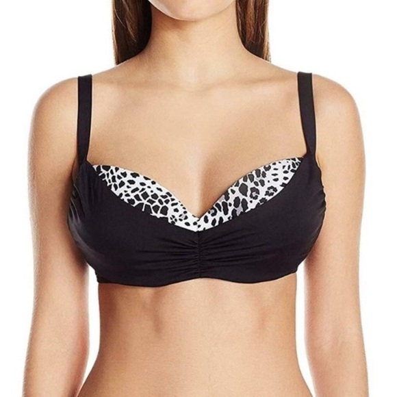 Coco Reef Other - Coco Reef Bikini Top Diva Power Underwire Black Snow Leopard 32/34DD New NWT